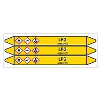 Značení potrubí, LPG,3 ks, 355 × 37 mm